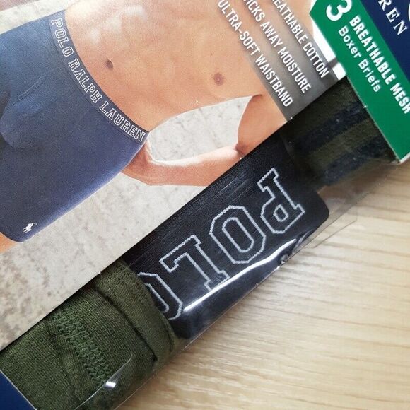 POLO RALPH LAUREN 3 Pack Mens Small Green Boxer Briefs Breathable Mesh Logo - Picture 4 of 8